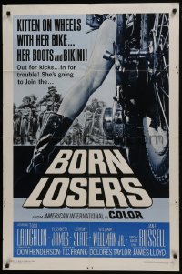7p056 BORN LOSERS 1sh 1967 Tom Laughlin directs and stars as Billy Jack, sexy motorcycle art!