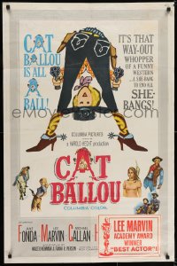 7p103 CAT BALLOU int'l 1sh 1965 classic sexy cowgirl Jane Fonda, Lee Marvin, great artwork!