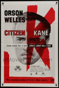 7p118 CITIZEN KANE 1sh R1991 some called Orson Welles a hero, others called him a heel!