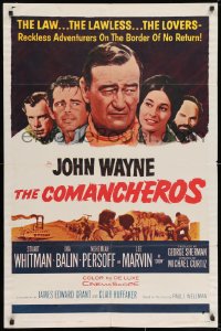 7p133 COMANCHEROS 1sh 1961 cowboy John Wayne, Stuart Whitman, directed by Michael Curtiz!