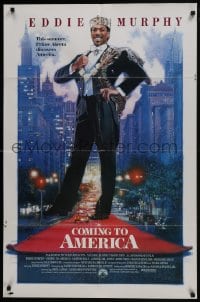 7p137 COMING TO AMERICA int'l 1sh 1988 great artwork of African Prince Eddie Murphy by Drew!