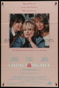 7p152 CRIMES OF THE HEART 1sh 1986 great close up of Diane Keaton, Sissy Spacek & Jessica Lange!