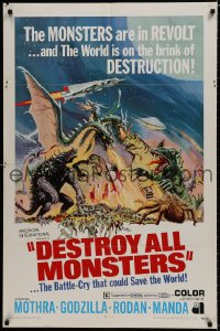 7p194 DESTROY ALL MONSTERS 1sh 1969 Ishiro Honda's Kaiju Soshingeki, Godzilla, King Ghidorah!