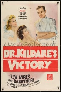 7p213 DR. KILDARE'S VICTORY 1sh 1941 Lionel Barrymore, Lew Ayres, sexy nurse Ann Ayars!