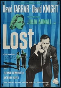 7p470 LOST English 1sh 1956 David Farrar, art of super-sexy Julia Arnall, Tears for Simon!