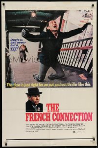 7p290 FRENCH CONNECTION 1sh 1971 Gene Hackman in movie chase, directed by William Friedkin!