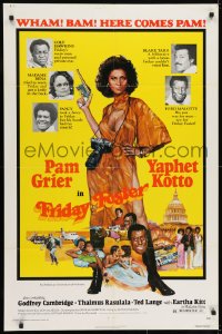 7p291 FRIDAY FOSTER 1sh 1976 artwork of sexiest Pam Grier with gun and camera!