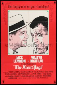 7p296 FRONT PAGE advance 1sh 1975 Lettick art of Jack Lemmon & Walter Matthau, directed by Billy Wilder!