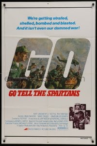 7p311 GO TELL THE SPARTANS 1sh 1978 cool Kunstler art of Burt Lancaster in Vietnam War!