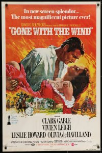 7p315 GONE WITH THE WIND 1sh R1974 Terpning art of Gable carrying Leigh over burning Atlanta!