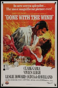 7p316 GONE WITH THE WIND 1sh R1989 Terpning art of Gable carrying Leigh over burning Atlanta!