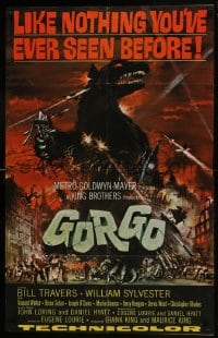7p321 GORGO 1sh 1961 great artwork of giant monster terrorizing London by Joseph Smith!