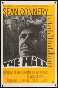 7p363 HILL 1sh 1965 directed by Sidney Lumet, great photo montage with close-up of Sean Connery!