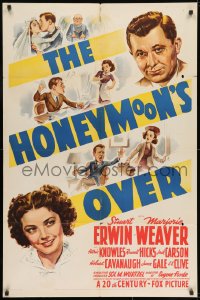 7p367 HONEYMOON'S OVER 1sh 1939 four great artwork images of Stuart Erwin & Marjorie Weaver!