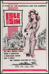 7p406 ISLE OF SIN 1sh 1962 half-clad sexy castaway, the desperate and the damned!