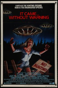 7p407 IT CAME WITHOUT WARNING 1sh 1980 Earth is the hunting ground, man is the endangered species