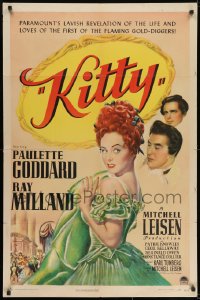 7p436 KITTY style A 1sh 1945 art of pretty Paulette Goddard & Ray Milland in historical England!