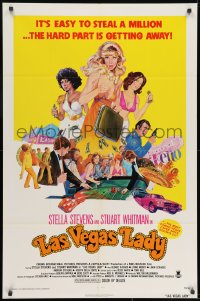 7p442 LAS VEGAS LADY 1sh 1975 sexy art of gambling gangster gals, it's easy to steal a million!