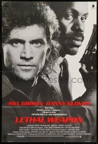 7p450 LETHAL WEAPON advance 1sh 1987 great close image of cop partners Mel Gibson & Danny Glover!