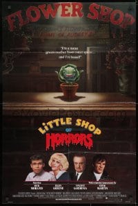 7p460 LITTLE SHOP OF HORRORS advance 1sh 1986 a mean green muther from outer space & he's bad!