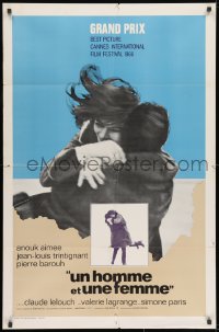 7p487 MAN & A WOMAN int'l 1sh 1966 Claude Lelouch's Un homme et une femme, Anouk Aimee, Trintignant
