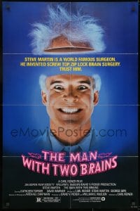 7p490 MAN WITH TWO BRAINS 1sh 1983 wacky world famous surgeon Steve Martin performs brain surgery!