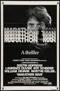 7p494 MARATHON MAN 1sh 1976 cool image of Dustin Hoffman, John Schlesinger classic thriller!