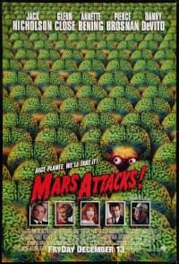 7p498 MARS ATTACKS! int'l advance DS 1sh 1996 directed by Tim Burton, great image of many aliens!