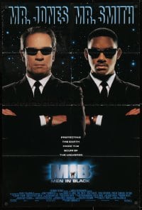 7p510 MEN IN BLACK int'l DS 1sh 1997 Will Smith & Tommy Lee Jones close-up!