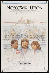 7p529 MOSCOW ON THE HUDSON 1sh 1984 controversial artwork of Russian Robin Williams by Craig!