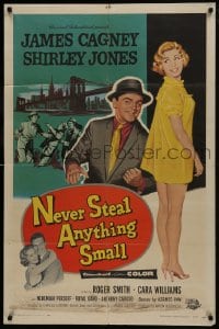 7p556 NEVER STEAL ANYTHING SMALL 1sh 1959 tough James Cagney, sexy doll Shirley Jones!