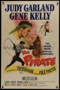 7p625 PIRATE 1sh 1948 great artwork of Judy Garland & Gene Kelly dancing and romancing!