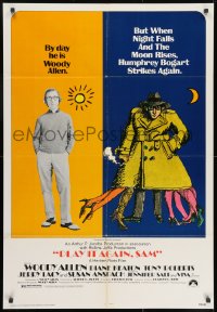 7p626 PLAY IT AGAIN, SAM 1sh R1976 wacky artwork of regular Woody Allen & Bogart Allen!