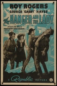 7p667 RANGER & THE LADY 1sh 1940 cowboy Roy Rogers & wacky Gabby Hayes in western action!