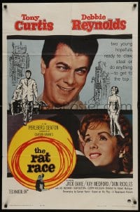 7p669 RAT RACE 1sh 1960 Debbie Reynolds & Tony Curtis will do anything to get to the top!