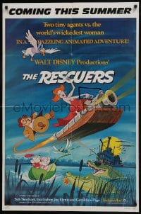 7p677 RESCUERS advance 1sh 1977 Disney mouse mystery adventure cartoon from depths of Devil's Bayou!