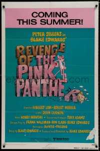 7p686 REVENGE OF THE PINK PANTHER advance 1sh 1978 Peter Sellers, Blake Edwards, funny cartoon art!