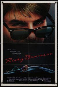 7p696 RISKY BUSINESS 1sh 1983 classic close up art of Tom Cruise in cool shades by Drew Struzan!