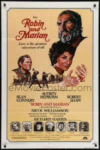 7p700 ROBIN & MARIAN 1sh 1976 Sheriff Robert Shaw, Sean Connery & Audrey Hepburn by Drew Struzan!