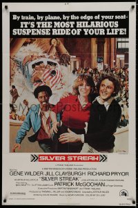 7p783 SILVER STREAK style A 1sh 1976 art of Gene Wilder, Richard Pryor & Jill Clayburgh by Gross!
