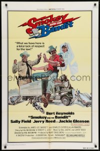 7p799 SMOKEY & THE BANDIT 1sh 1977 art of Burt Reynolds, Sally Field & Jackie Gleason by Solie!