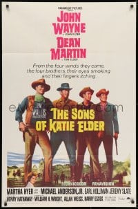 7p804 SONS OF KATIE ELDER 1sh 1965 line up of John Wayne, Dean Martin & more + Martha Hyer!