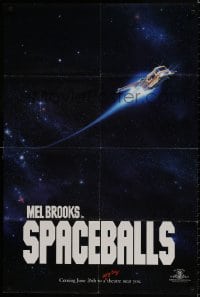 7p808 SPACEBALLS teaser 1sh 1987 Mel Brooks sci-fi Star Wars spoof, John Candy, Pullman!