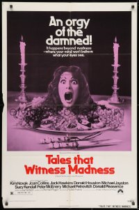 7p867 TALES THAT WITNESS MADNESS 1sh 1973 wacky screaming head on food platter horror image!