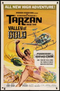 7p871 TARZAN & THE VALLEY OF GOLD 1sh 1966 art of Henry tossing grenades at baddies by Reynold Brown!