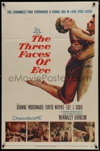 7p893 THREE FACES OF EVE 1sh 1957 David Wayne, Joanne Woodward has multiple personalities!