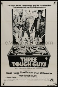 7p896 THREE TOUGH GUYS 1sh 1974 Isaac Hayes & Fred Williamson got their own mean game, Moll art!