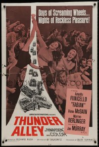 7p898 THUNDER ALLEY 1sh 1967 Annette Funicello, Fabian, car racing, lots of sexy girls!