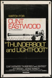 7p900 THUNDERBOLT & LIGHTFOOT advance 1sh 1974 different image of Clint Eastwood with HUGE gun!