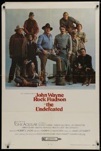 7p931 UNDEFEATED style A 1sh 1969 great Civil War cast portrait with John Wayne & Rock Hudson!